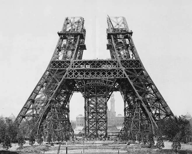 The Eiffel tower under construction