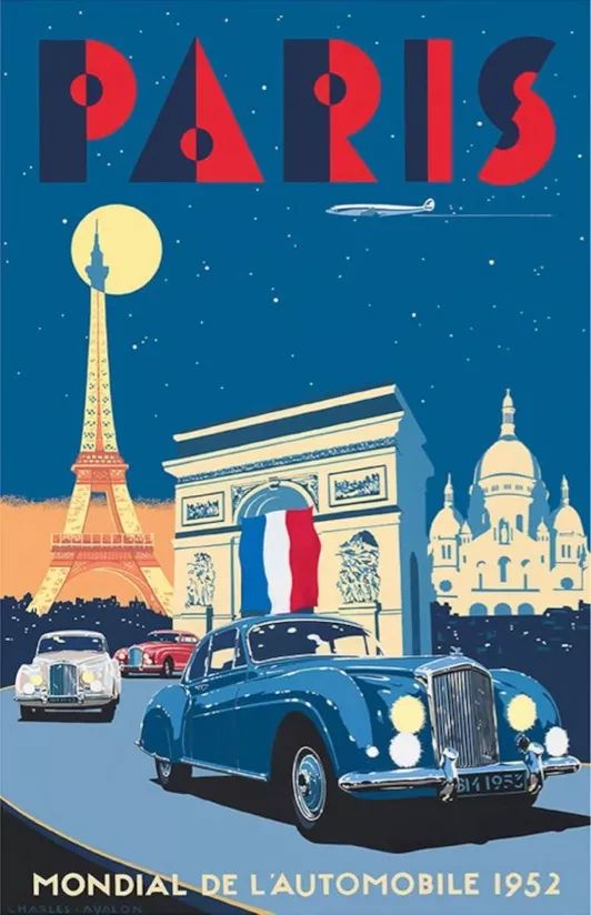 Old Paris auto show poster